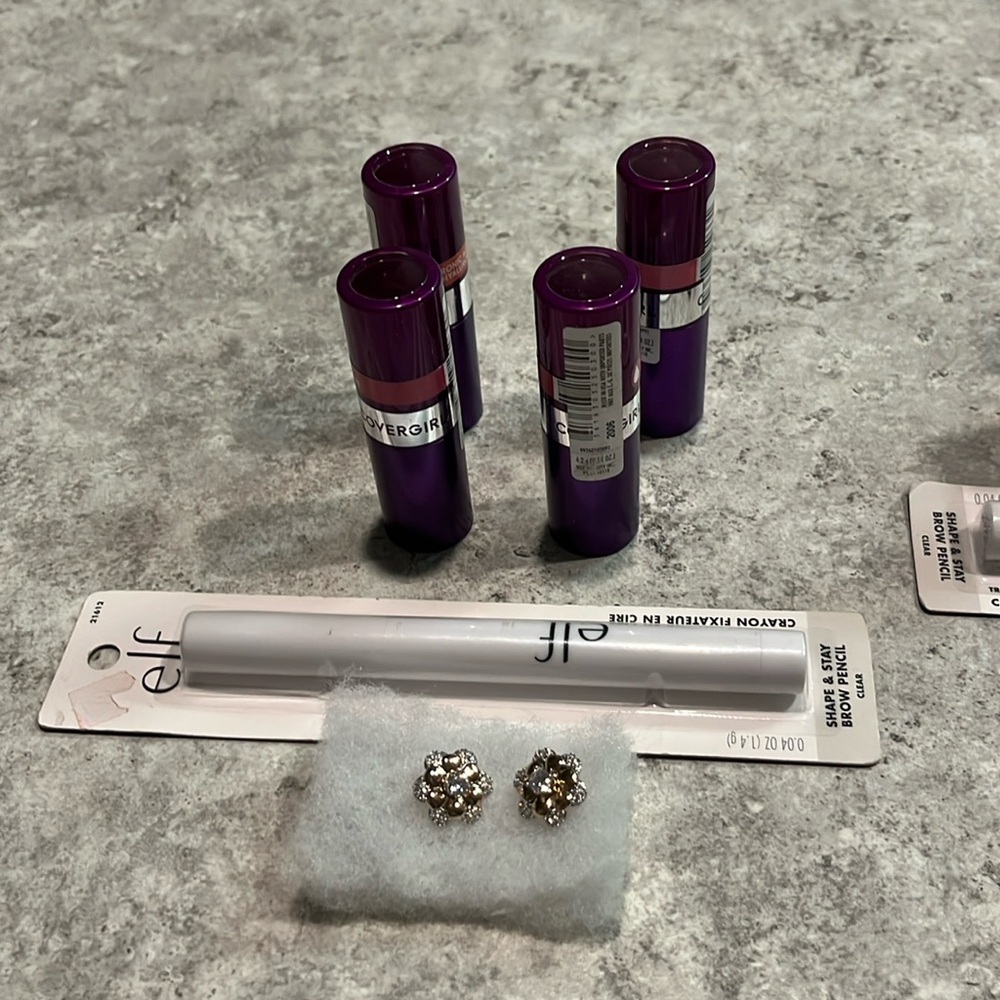 Knew without tag cover girl lipstick for elf and some beautiful earrings